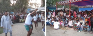 উল্লাপাড়ার শাহজাহানপুর মাঠে পহেলা বৈশাখে ঐতিহ্যবাহী লাঠিবাড়ি খেলা