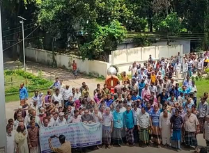 ন্যায্যমূল্যে সার ও ধলতা বন্ধের দাবিতে গোয়ালন্দে কৃষকদের বিক্ষোভ